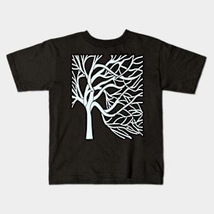 A Bare Tree Cut Out In White Kids T-Shirt